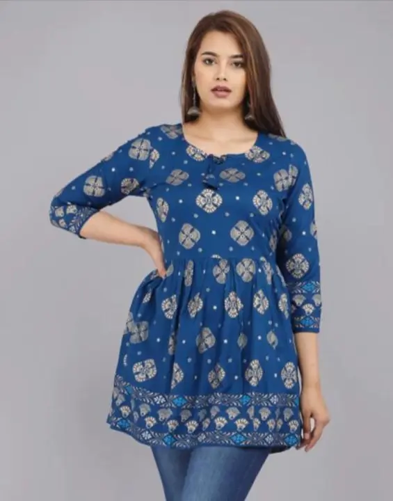 Printed top (reyon fabric) length 30+ uploaded by Ganpati collection on 5/23/2023