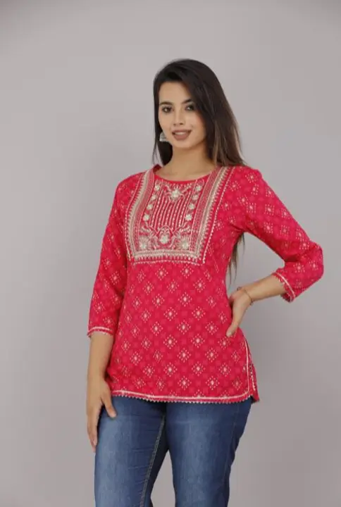 Embroidery and printed tops(eyon fabric) 30+length  uploaded by Ganpati collection on 5/23/2023