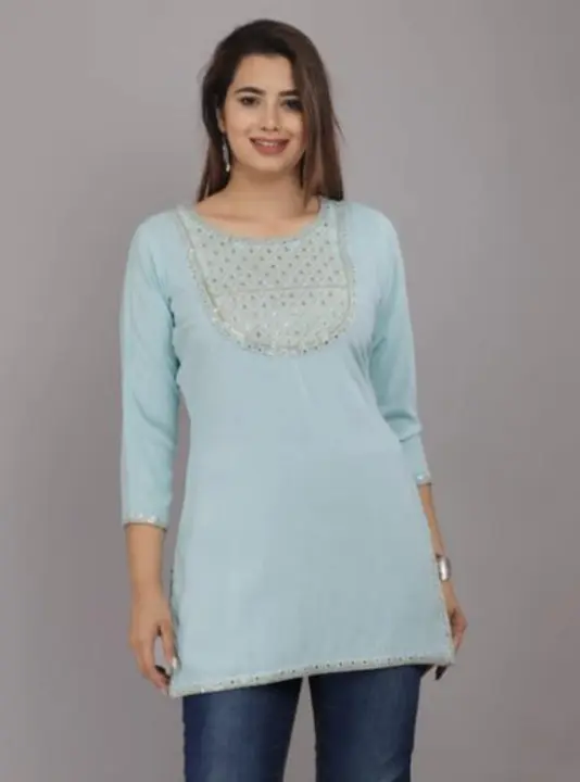 Embroidery tops(reyon fabric) 30+length uploaded by Ganpati collection on 5/23/2023
