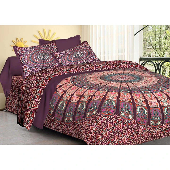 King size pure cotton king size traditional bedsheets size 93×108 uploaded by Saanvi collection on 5/23/2023