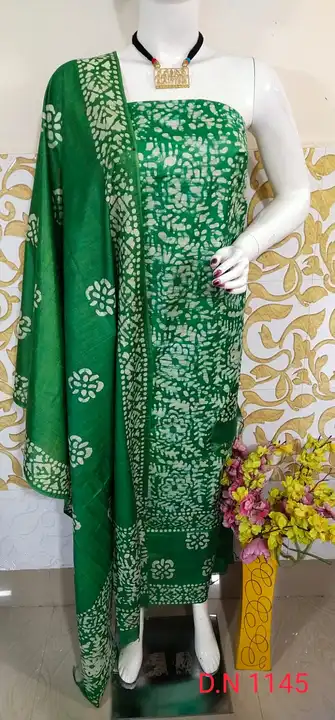Tussar batik print suit set  uploaded by Peehu handloom  on 5/23/2023