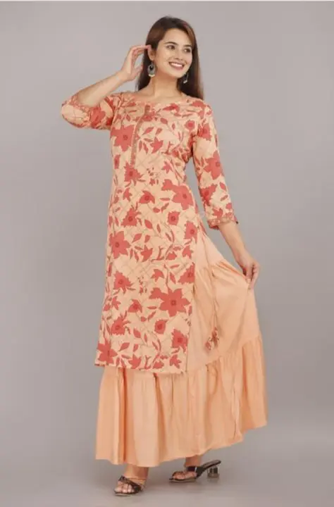 *beautiful flowers 🌸 print kurti with skirt 100% pure reyon fabric

Fabric - reyon😍😍
 uploaded by Ganpati collection on 5/23/2023