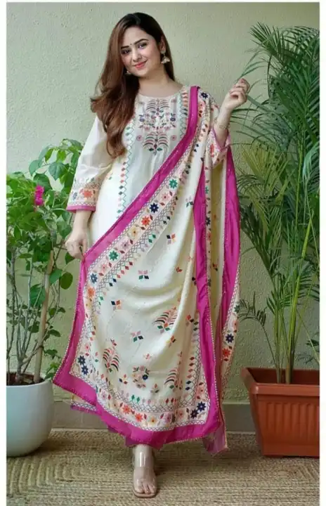 Fabric reyon 140kg. 44+length  pant length 39 dupatta full length  uploaded by Ganpati collection on 5/23/2023