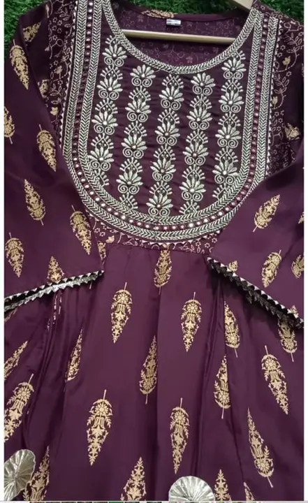 Anarkali gown with heavy embrodery work and print with full length  uploaded by Ganpati collection on 5/23/2023