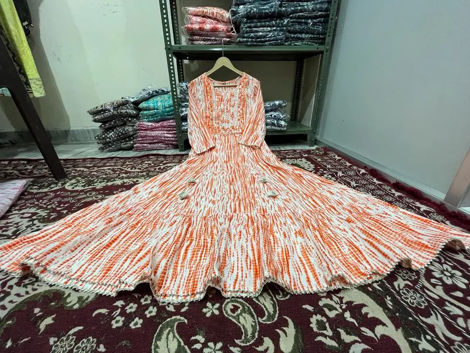 Beautiful tai dai gown with heavy embr work on nack and samos uploaded by Ganpati collection on 5/23/2023