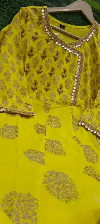 3piece (pant+duptta+kurta) angrakha  printed reyon fabric  uploaded by Ganpati collection on 5/23/2023