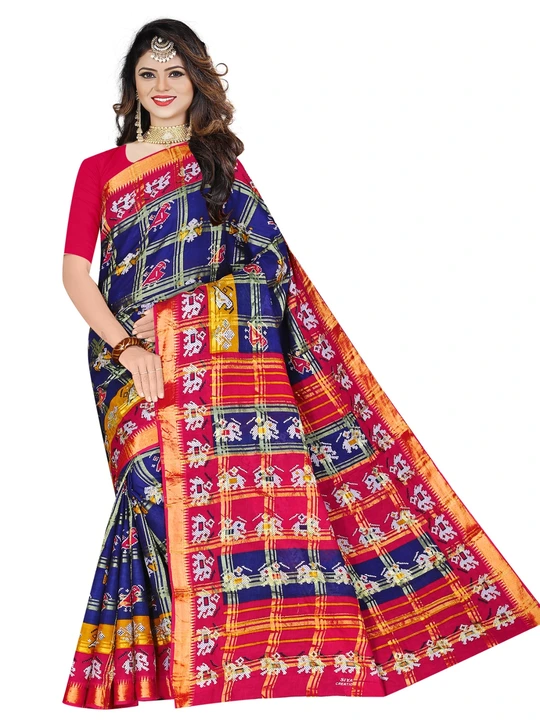 Pure cotton saree patola print 5.5 mts saree with blouse. 90 uploaded by Sheetal cotton on 5/23/2023