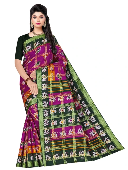 Pure cotton saree patola print 5.5 mts saree with blouse. 90 uploaded by business on 5/23/2023