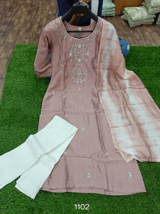 Hand work kurti with pant and dupatta uploaded by business on 5/23/2023
