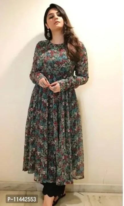 Printed Georgette Stitched Anarkali Gown uploaded by Fashion hub on 5/23/2023