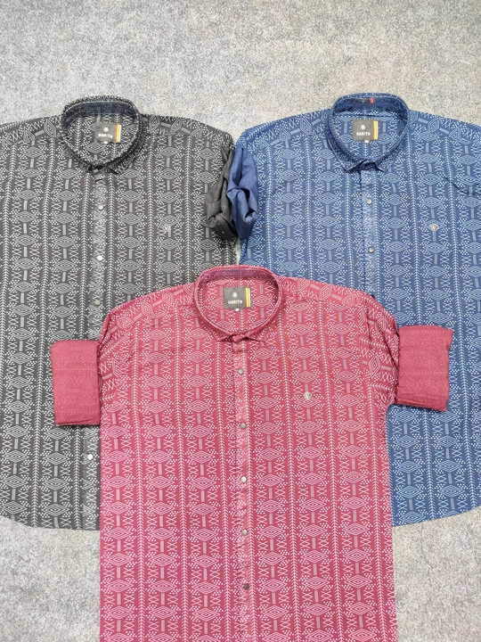 LINEN DARK PRINTED SHIRTS FOR WHOLESALE BY HARITHWEAR  uploaded by Siddhi Garments on 5/23/2023