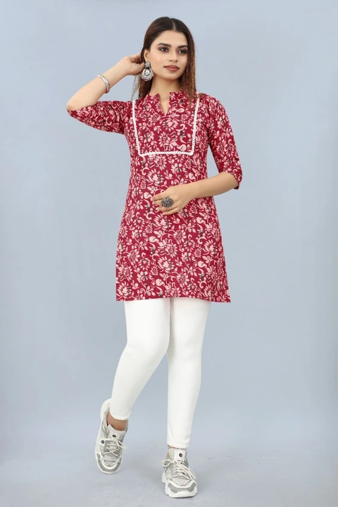 Casual cotton printed short kurti  uploaded by Navya fashion on 5/23/2023