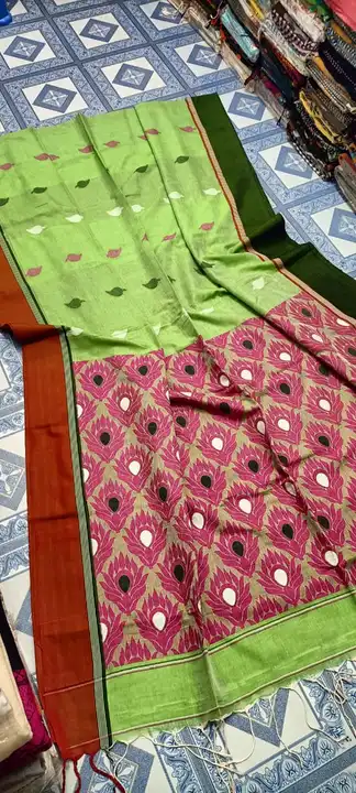 Handloom pure khadi cotton Jamdani saree With blouses pieces  uploaded by Sujata saree cantre on 5/23/2023