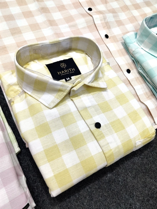LINEN BOX CHECK SHIRTS FOR WHOLESALE BY HARITHWEAR  uploaded by Siddhi Garments on 5/23/2023