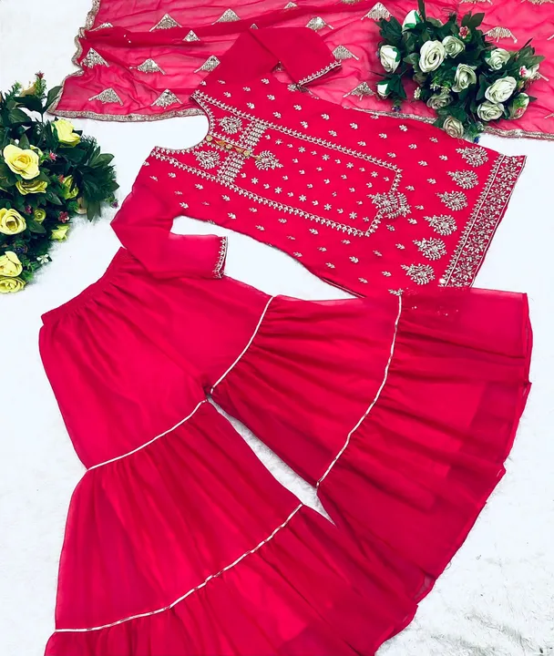 Top plazoo dupatta set  uploaded by Villa outfit on 5/23/2023