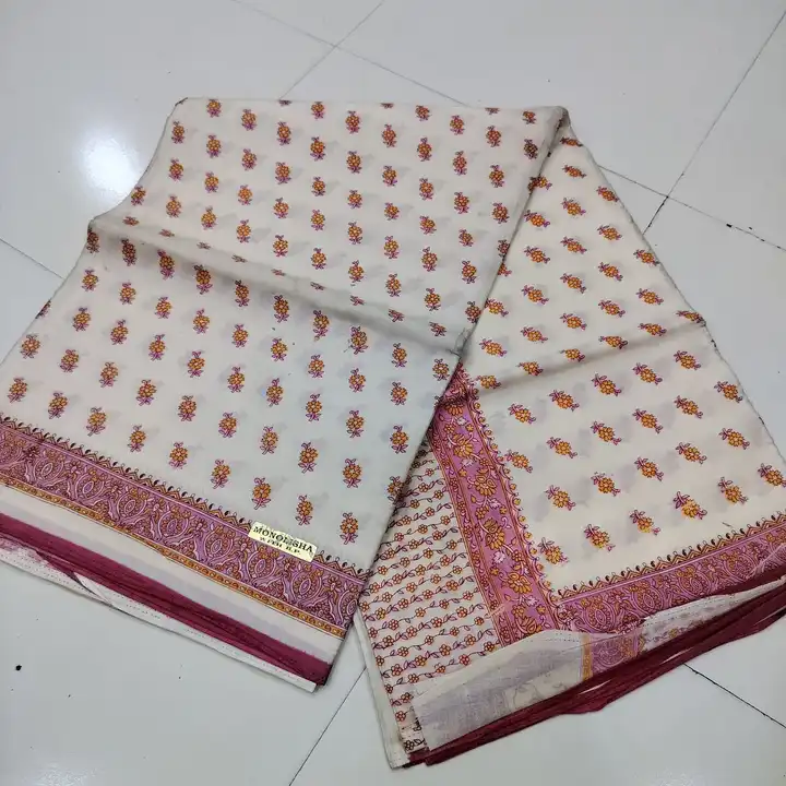 Cotton printed saree  uploaded by Jindal creation on 5/23/2023