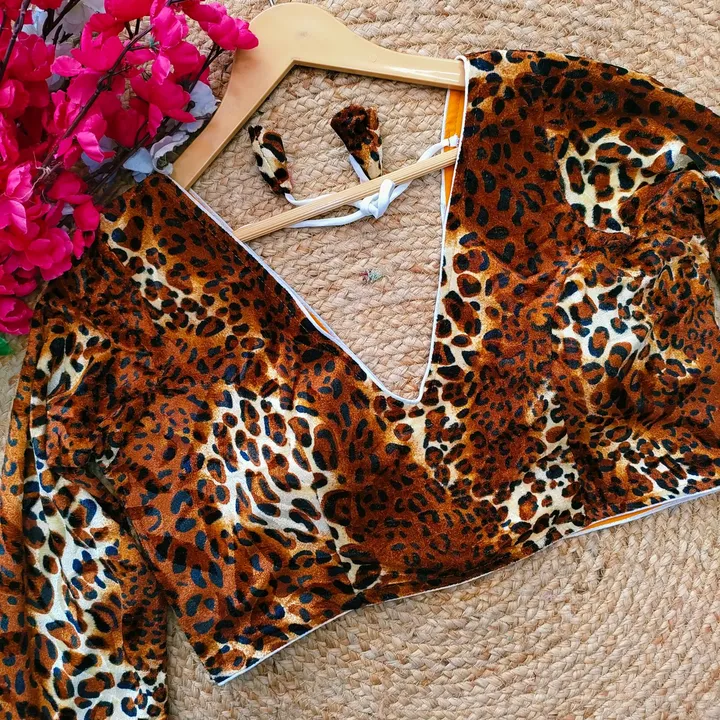 Beautiful tiger print full sleeves blouse uploaded by Blousewala on 5/23/2023