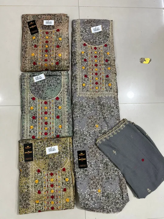 Summer collection  top cambrick with neck work  duppata side cut work   uploaded by Collection BY AARFA on 5/23/2023