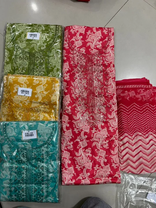 Summer collection  top cambrick with neck work  duppata side cut work   uploaded by Collection BY AARFA on 5/23/2023