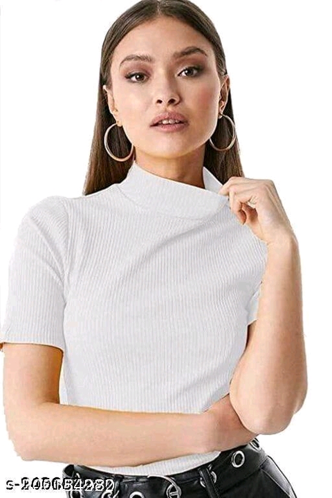 Post image 250 only free delivery
NEW STYLE HIGH NECK TOP FOR GIRLS/WOMEN WHITE
Name: NEW STYLE HIGH NECK TOP FOR GIRLS/WOMEN WHITE
Fabric: Lycra
Sleeve Length: Short Sleeves
Pattern: Ribbed
Net Quantity (N): 1
Sizes:
S (Bust Size: 28 in, Length Size: 18 in) 
M (Bust Size: 30 in, Length Size: 18 in) 
L (Bust Size: 32 in, Length Size: 20 in) 
XL (Bust Size: 33 in, Length Size: 20 in) 

Fancy High Neck Half sleeve stylish casual, office, daily wear top for women and girls comfortable to wear in Cold and Summer.  The fabric is ribbed and soft looks good.
Country of Origin: India