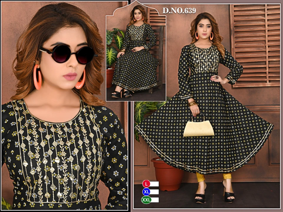 Readymade Gown         Sequans work gown Ghera 60 legnth 48
Size: L,xL
Rate:305/_ uploaded by Ridhi Sidhi Creation on 5/23/2023