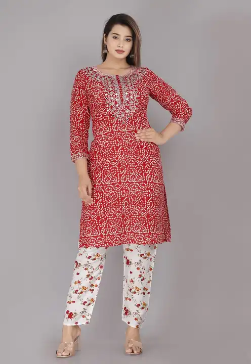 38 to 44,riyon* 

👗 *Type -  kurti with pant* uploaded by Online Ladies Dresses on 5/24/2023