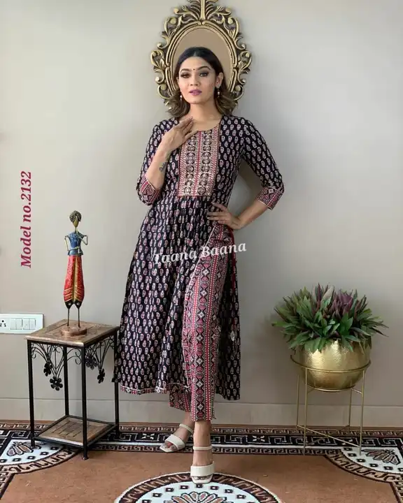 M to XXL, naira cut kurta with pant.* 
*Fabric star royon hand embroidered kurta with pants* uploaded by Online Ladies Dresses on 5/24/2023