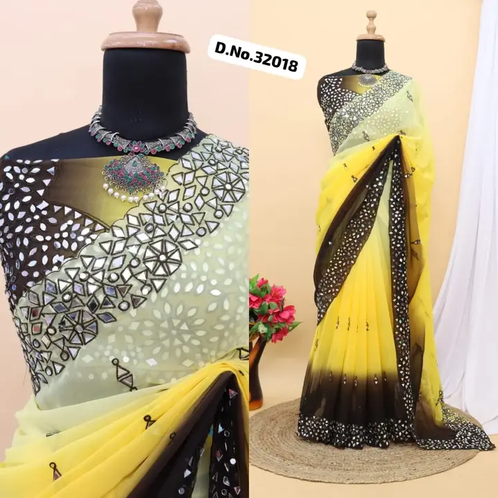 *D.No.32018*

*Fabric & Saree Deatils :- Havy Soft Georgette With Embroidery C Pallu Work & 4000+ Re uploaded by Maa Arbuda saree on 5/24/2023