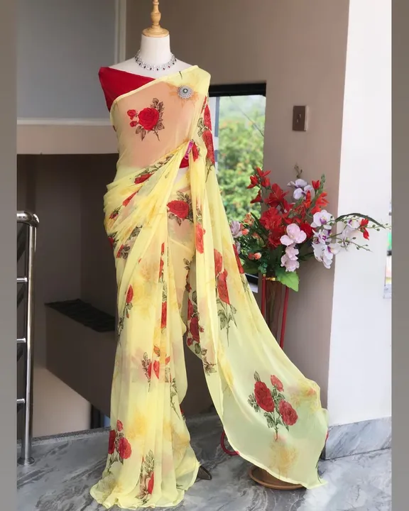 *Saree Fabric* - Soft Gorgette (5.50 meter)

*Work* - Digital Print

*Blouse* - Plain Bangalory Sati uploaded by Divya Fashion on 5/24/2023