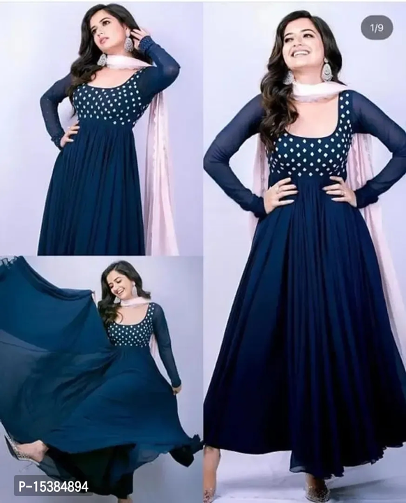 Attractive Georgette gown with dupatta for women  uploaded by VAIBHAV COLLECTIONS on 5/24/2023