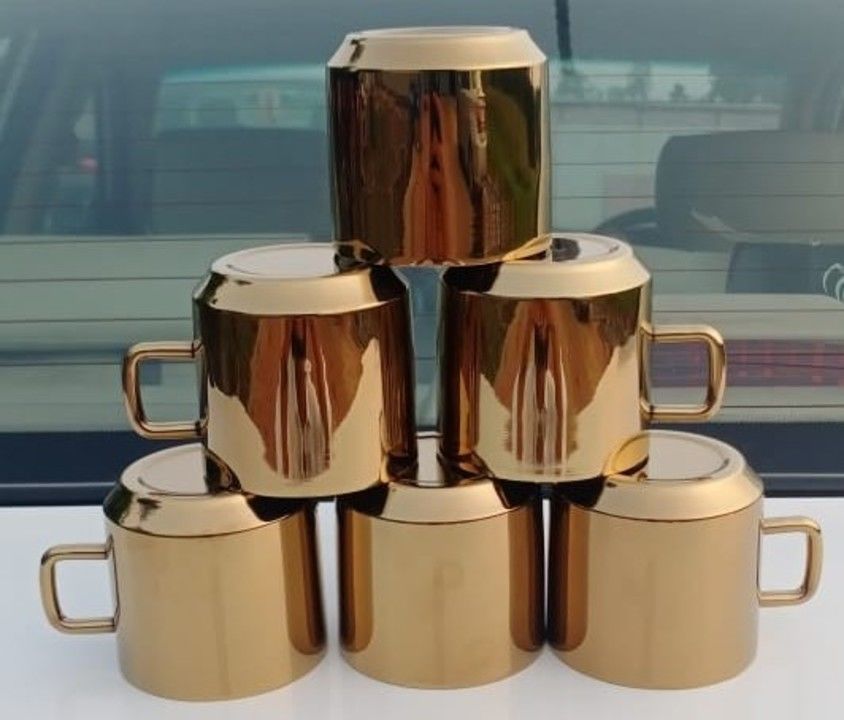 GOLD PLATED TEA CUP SET uploaded by JASHVI ENTERPRISE on 3/11/2021