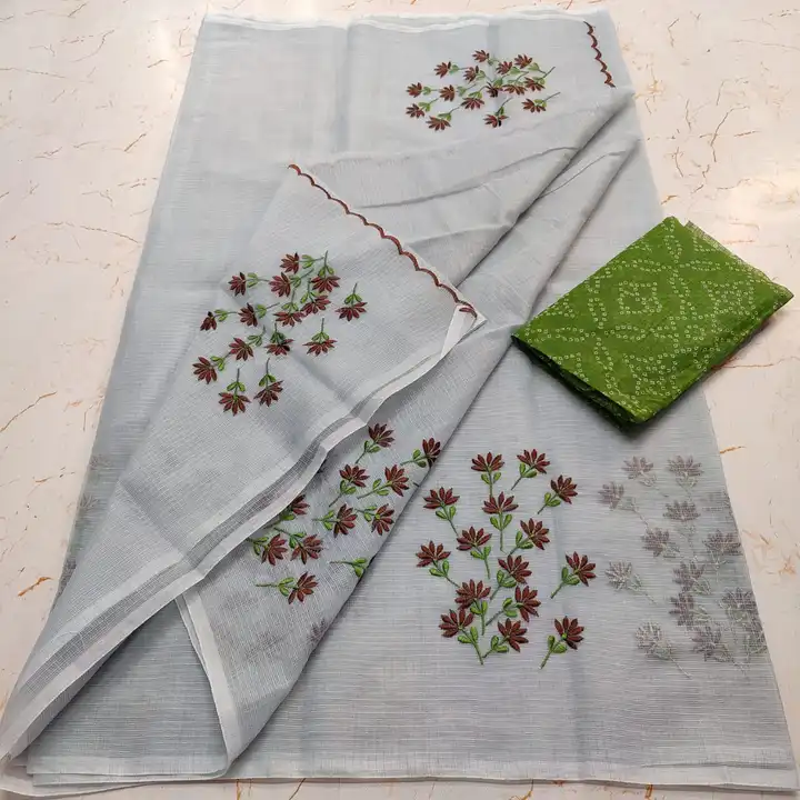 Kota doria embroidery work saree  uploaded by Ansari Handloom on 5/24/2023
