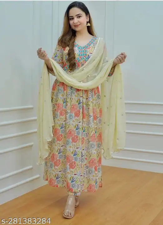 Beautiful Reyon 140gram Fabric Aalia Pattern kurta Pant With Dupatta set* 👗
 uploaded by business on 5/24/2023