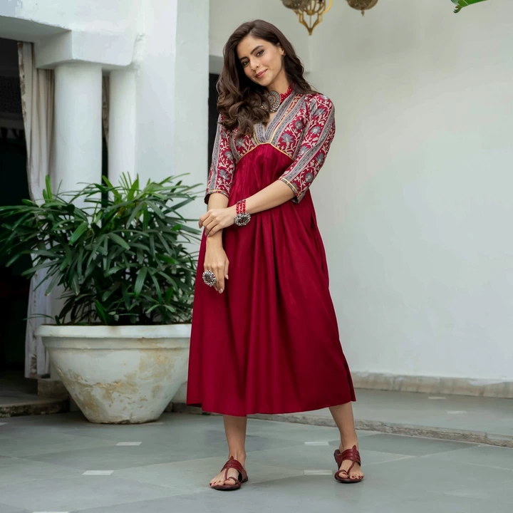 Heavy Rayon Ankle Length Designer Maroon Kurta* uploaded by Rd trends fashion on 5/24/2023