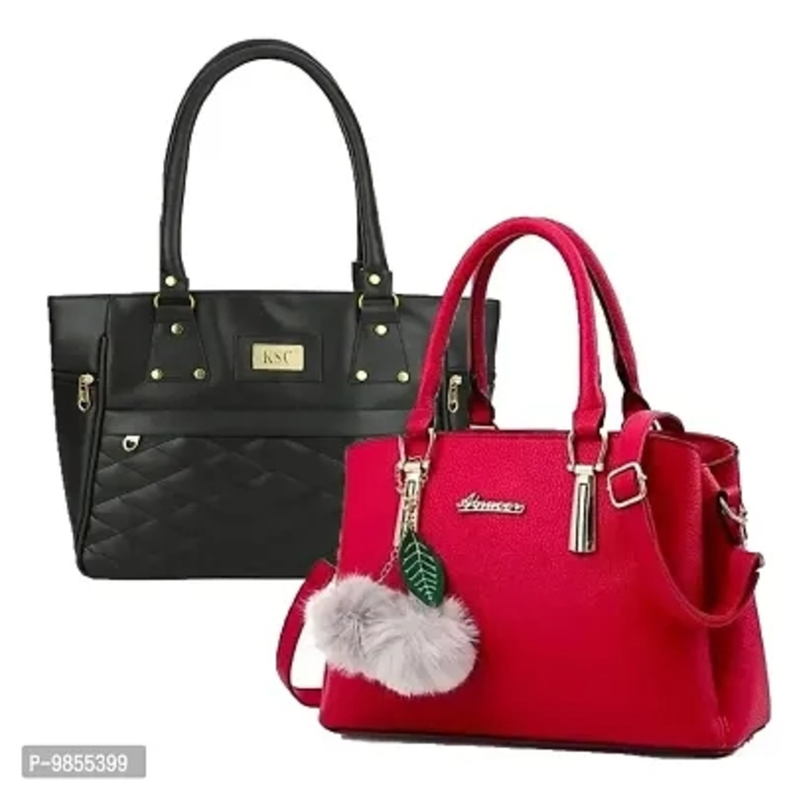 Classic PU solid handbags for womens pack of 2 uploaded by Grocery on 5/24/2023