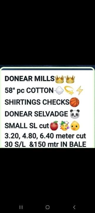 Donear pc cotton shirtings uploaded by business on 5/24/2023