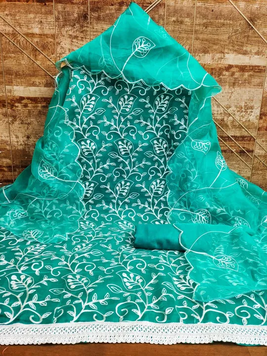 Organza silk work dress material  uploaded by Granthi enterprise on 5/24/2023