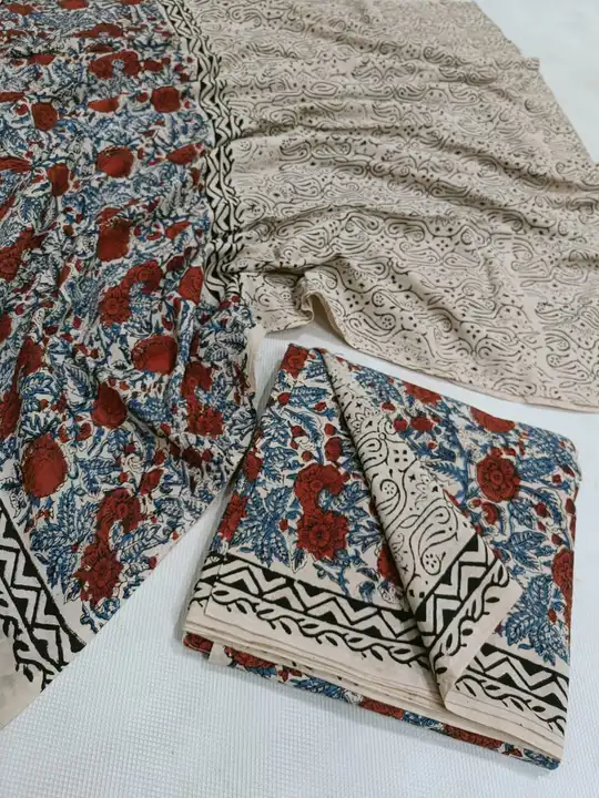 Handblock fancy kalamkari print mulmul cotton chanderi dress👗 material uploaded by Virasat handloom chanderi on 5/24/2023