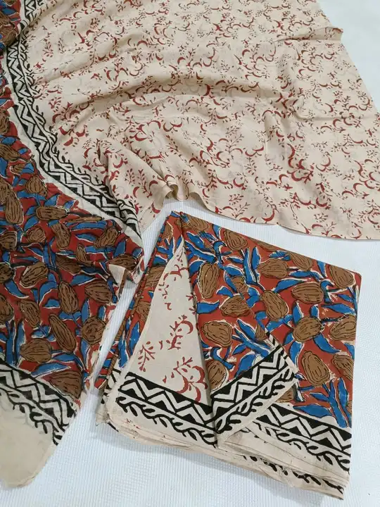 Handblock fancy kalamkari print mulmul cotton chanderi dress👗 material uploaded by Virasat handloom chanderi on 5/24/2023