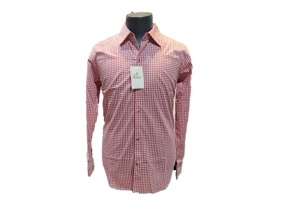 Red and white small check shirt  uploaded by business on 5/24/2023