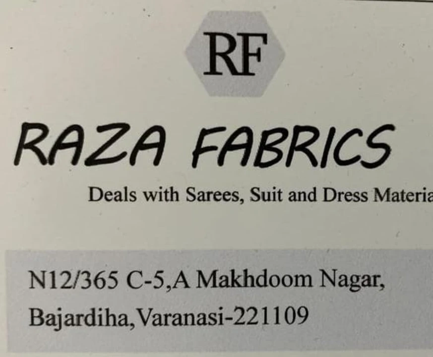 Visiting card store images of Raza Fabrics