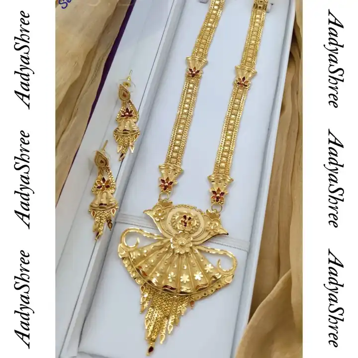 One Gram Gold Forming Long Haram with Earrings uploaded by AadyaShree on 5/24/2023