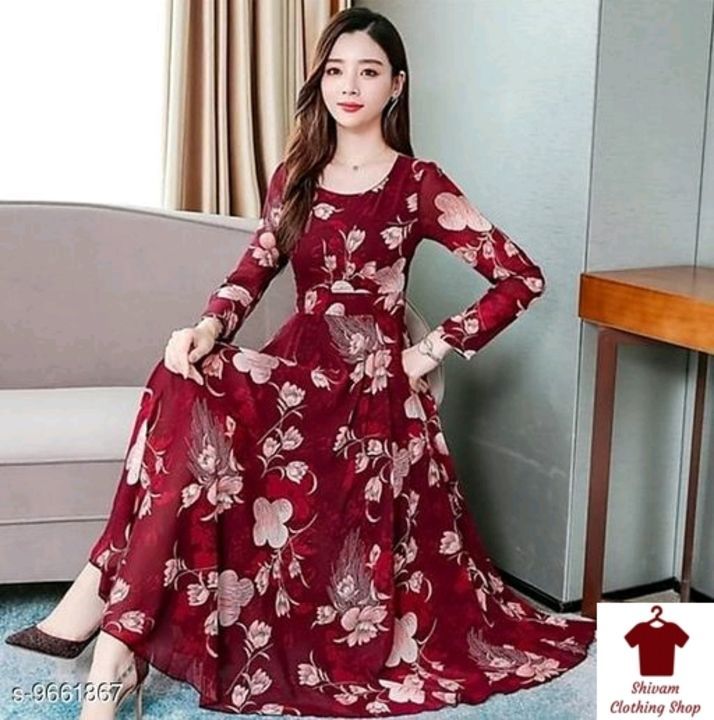 Post image Maroon Flower Dress..