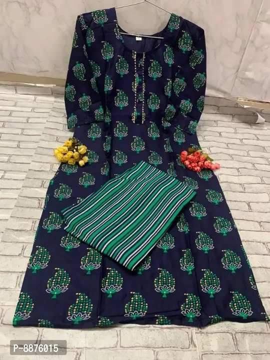 Women Rayon Kurti Pant Set  uploaded by VAIBHAV COLLECTIONS on 5/24/2023