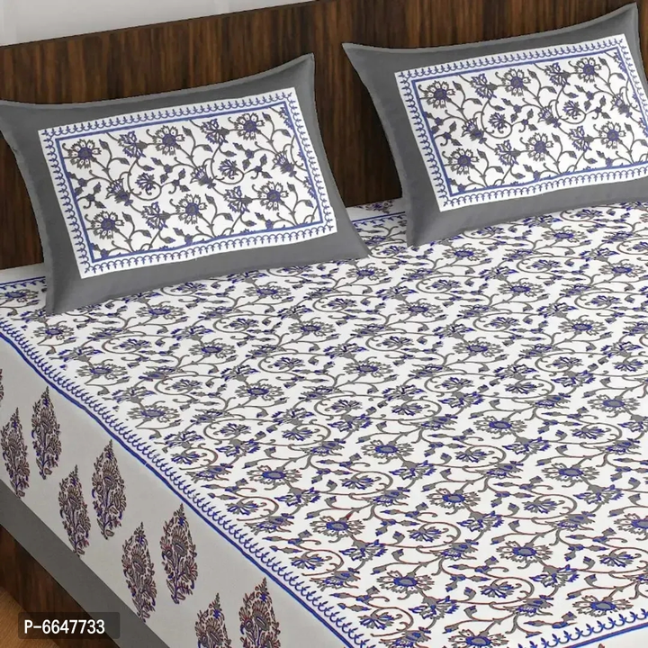 Elegant Cotton Queen Size Double bedsheets with 2 Pillow covers  uploaded by VAIBHAV COLLECTIONS on 5/24/2023