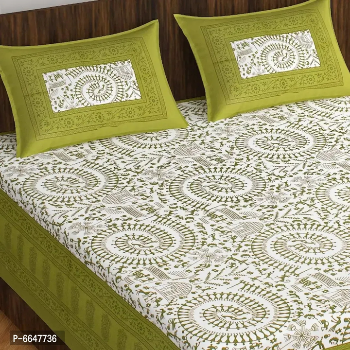 Elegant Cotton Queen Size Double bedsheets with 2 Pillow covers  uploaded by VAIBHAV COLLECTIONS on 5/24/2023