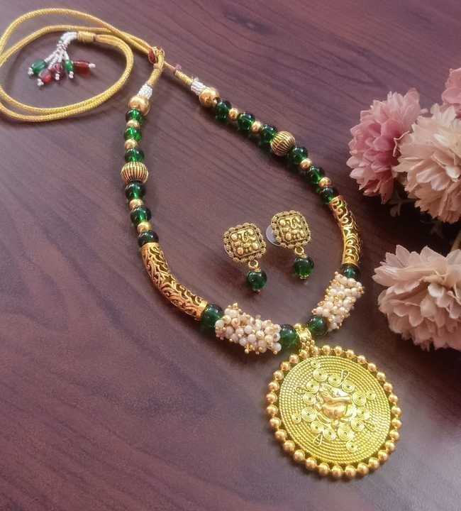 Ganpati Glass beads Necklace set uploaded by Sandhya fashion jewellery on 3/11/2021