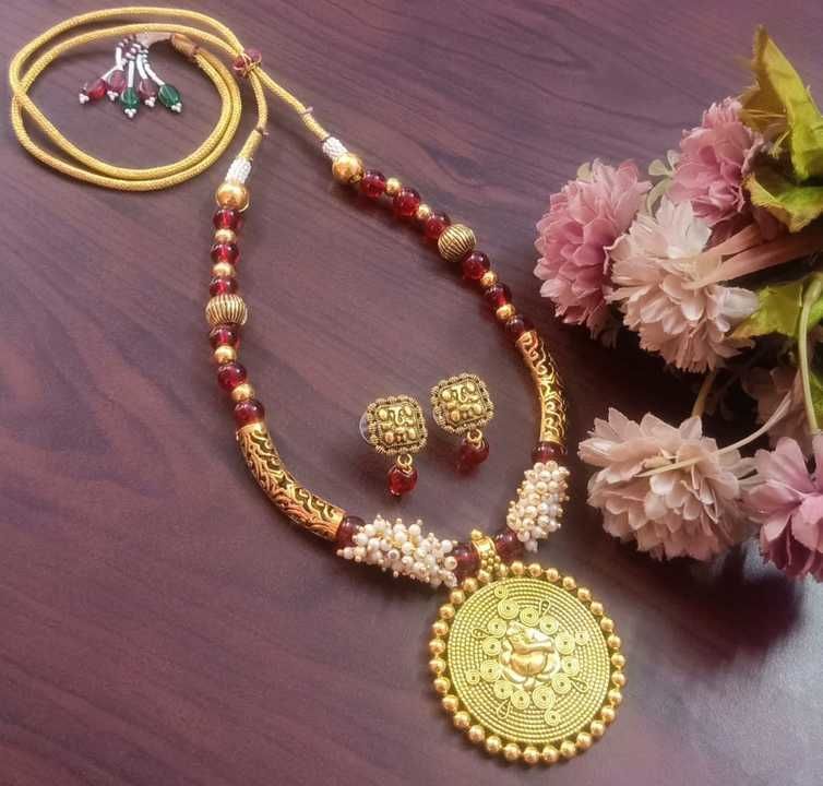 Ganpati Glass beads Necklace set uploaded by Sandhya fashion jewellery on 3/11/2021