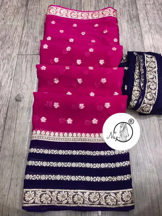 Presents  NEW unique Saree*  

beautiful  colour combination saree for all ladies 

💖original produ uploaded by Gotapatti manufacturer on 5/25/2023