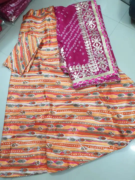 Fabric.. CHINON  SILK



Beautiful lahnga WITH DIGITAL PRINT 



DUPATA=Crush chinon with print      uploaded by Gotapatti manufacturer on 5/25/2023